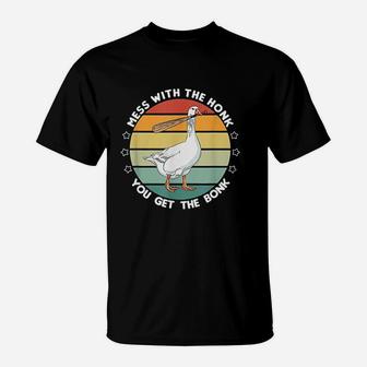 Retro Mess With The Honk You Get The Bonk Goose Meme T-Shirt | Crazezy CA