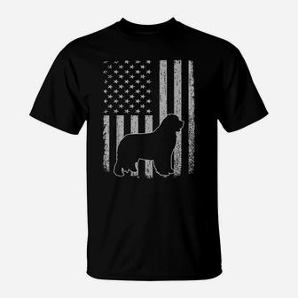 Retro Newfoundland American Flag Dog Dad Dog Mom T-Shirt | Crazezy UK