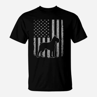 Retro Schnauzer American Flag Dog Dad Dog Mom T-Shirt | Crazezy
