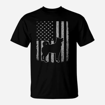 Retro Siberian Husky American Flag Dog Dad Dog Mom T-Shirt | Crazezy