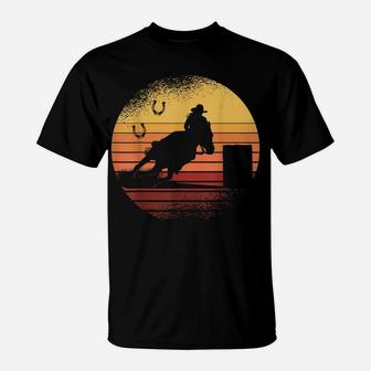 Retro Sunset Horse Barrel Racing Rodeo T-Shirt | Crazezy