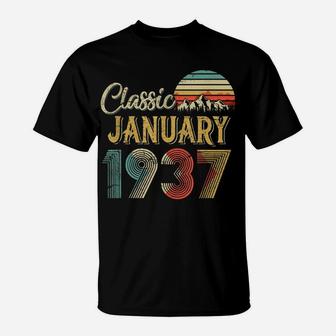 Retro Vintage January 1937 83Rd Birthday Gift For Men Women T-Shirt | Crazezy DE