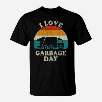 Retro Vintage Recycling Trash Kids I Love Garbage Day Truck T-Shirt | Crazezy