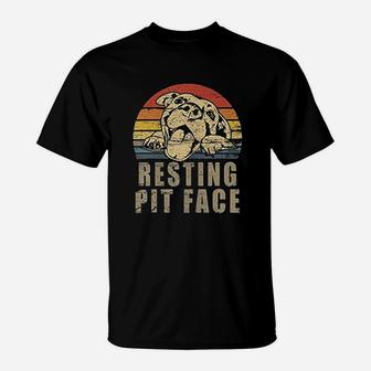 Retro Vintage Resting Pit Face Pitbull T-Shirt | Crazezy