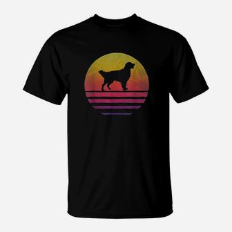 Retro Vintage Sunset Golden Retriever Dog Breed Silhouette T-Shirt | Crazezy CA