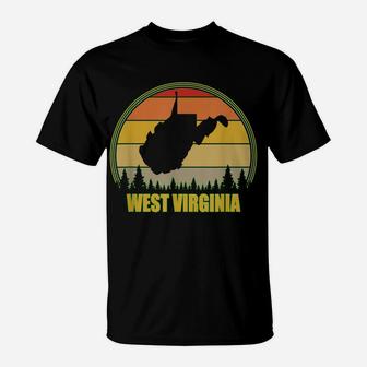 Retro Vintage Sunset Trees State Of West Virginia T-Shirt | Crazezy DE