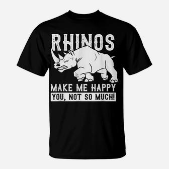 Rhino Shirt Happy Gift Idea Animal Rights Pachyderm T-Shirt | Crazezy