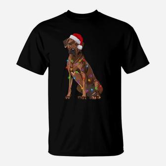 Rhodesian Ridgeback Christmas Lights Xmas Dog Lover T-Shirt | Crazezy AU