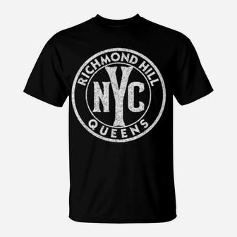 Richmond Hill Queens Nyc Sign Pink W Distressed T-Shirt - Monsterry CA