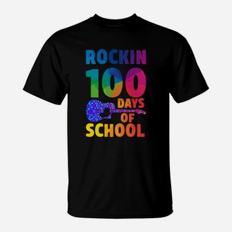 Rockin 100 Days Of School Guitar Happy 100th Day Of School T-Shirt - Seseable