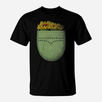 Romance Artsy Nature Floral Cute Pocket Flower Sunflower T-Shirt | Crazezy CA