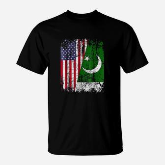Roots Half American Flag Pakistan T-Shirt | Crazezy