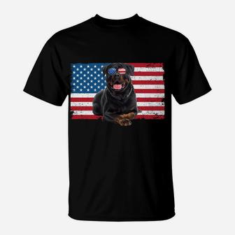 Rottweiler Dad American Flag Dog Lover Owner Rottie Dad Cute T-Shirt | Crazezy