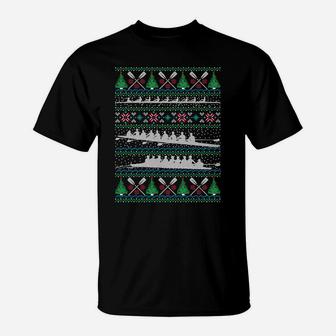 Rowing Ugly Christmas Sweatshirt Happy Holiday Crew T-Shirt | Crazezy