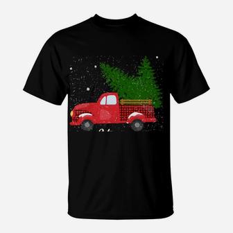 Rustic Retro Farm Car Truck Wagon Christmas Fir Tree Snow T-Shirt | Crazezy