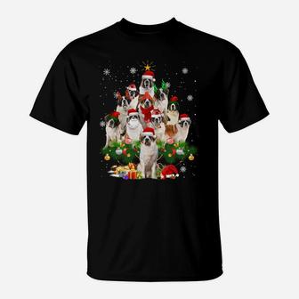 Saint Bernard Christmas Tree Lights Funny Dog Xmas Gift Sweatshirt T-Shirt | Crazezy DE