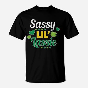 Saint Patricks Day Sassy Lil Lassie With Shamrocks T-Shirt - Thegiftio UK