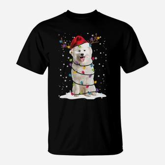 Samoyed Christmas Tree Light Pajama Dog Lover Xmas Gift Sweatshirt T-Shirt | Crazezy