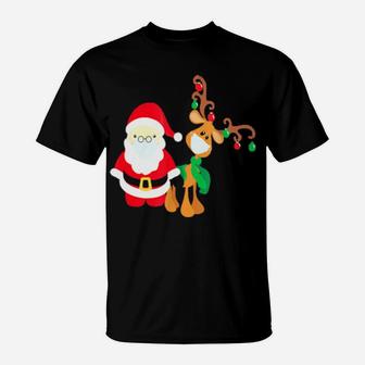 Santa And Reindeer T-Shirt - Monsterry UK