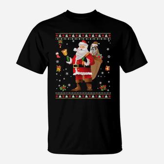 Santa Bulldog Dog Present Merry Chrismas T-Shirt - Monsterry