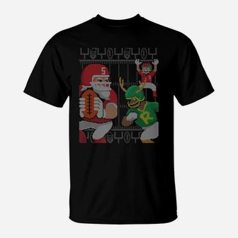 Santa Claus Elf Reindeer Football Ugly Christmas Sweater T-Shirt | Crazezy AU