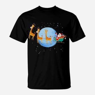 Santa Claus Riding Giraffe T-Shirt - Monsterry DE