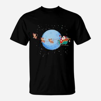 Santa Claus Riding Kitten T-Shirt - Monsterry