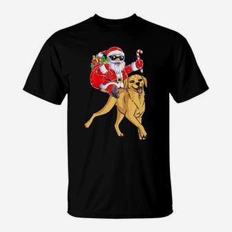 Santa Claus Riding Labrador Retriever Xmas T-Shirt - Monsterry