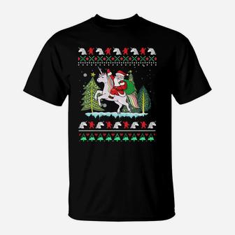 Santa Claus Riding Unicorn Christmas T-Shirt | Crazezy DE