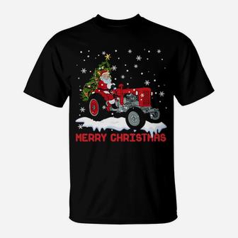 Santa Clause On Machine T-Shirt - Monsterry