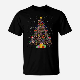 Santa Elf Reindeer Rat Christmas Tree Xmas Lights Rat Animal T-Shirt | Crazezy