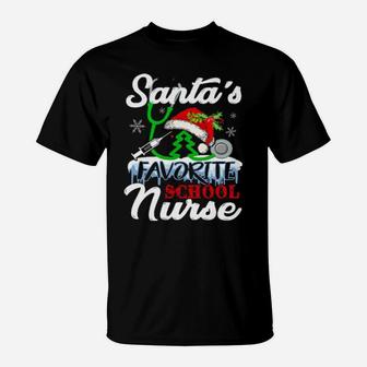 Santa Favorite School Nurse Funny Cute Nurse Xmas Celebrate T-Shirt - Monsterry