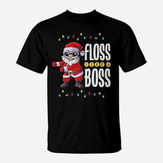 Santa Floss Like A Boss Christmas Boys Kids Xmas Flossing T-Shirt | Crazezy UK