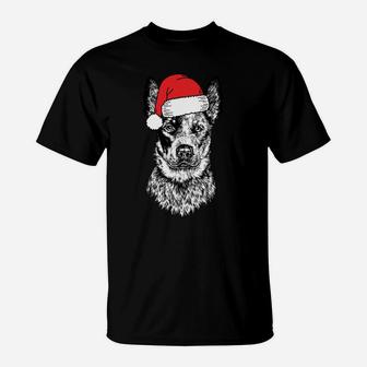 Santa Heeler Australian Cattle Dog Ugly Christmas Sweatshirt T-Shirt | Crazezy