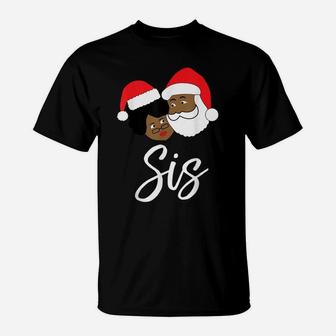 Santa Mrs Claus Black African American Matching Sister T-Shirt | Crazezy