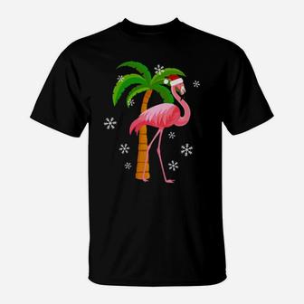 Santa Pink Flamingo T-Shirt - Monsterry