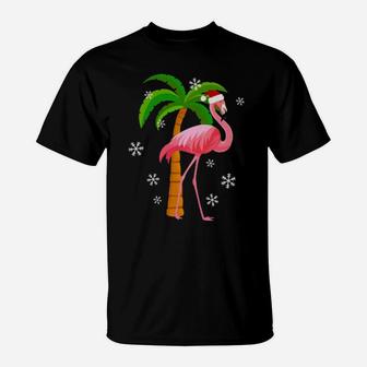 Santa Pink Flamingo T-Shirt - Monsterry