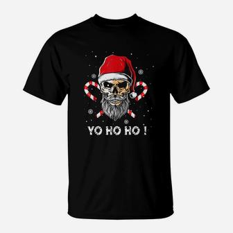 Santa Pirate Funny Christmas Jolly Roger Flag Skull Beard T-Shirt - Thegiftio UK