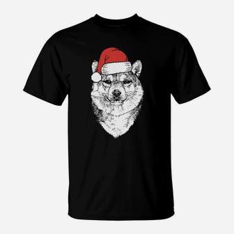 Santa Shiba Inu Dog Ugly Christmas T-Shirt | Crazezy DE