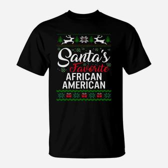 Santas Favorite African American Christmas Ugly Family Sweatshirt T-Shirt | Crazezy