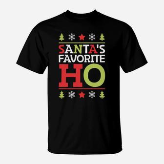 Santa's Favorite Ho Funny Christmas Women Xmas Santa Gifts T-Shirt | Crazezy UK