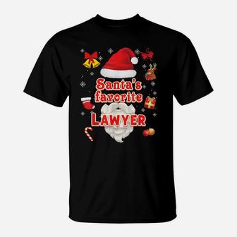 Santa's Favorite Lawyer Christmas Cute Santa Face Sweater T-Shirt | Crazezy