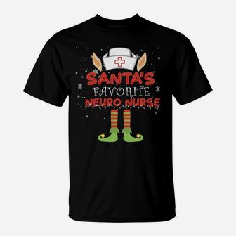 Santa's Favorite Neuro Nurse Christmas Costume Xmas T-Shirt | Crazezy