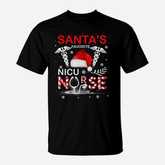Santa's Favorite Nicu Nurse Funny Christmas Nurse Gift T-Shirt | Crazezy