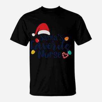 Santa's Favorite Nurse Medical Christmas Nursing Ugly Xmas Sweatshirt T-Shirt | Crazezy