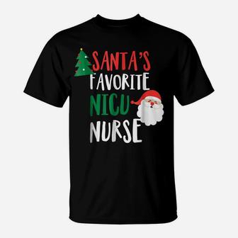 Santa's Favorite Nurse Shirt Funny Christmas Nicu T Shirt T-Shirt | Crazezy