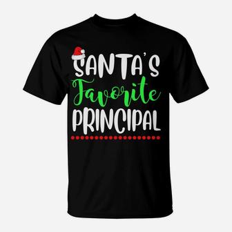 Santa's Favorite Principal School Gift Funny Xmas Sweatshirt T-Shirt | Crazezy