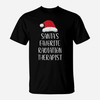 Santa's Favorite Radiation Therapist Pajama Funny Christmas T-Shirt | Crazezy