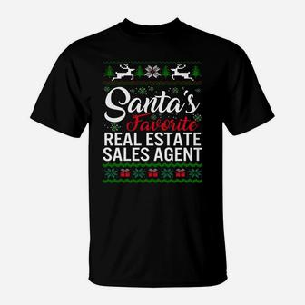 Santas Favorite Real Estate Sales Agent Christmas Ugly Famil Sweatshirt T-Shirt | Crazezy CA