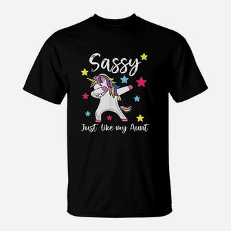Sassy Like My Aunt Unicorn Cute Matching Niece And Auntie T-Shirt | Crazezy